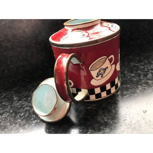 Vtg Pottery Hand Painted Teapot Empress Arts 1999 Decorative Miniature Tea Cups - Picture 9 of 9